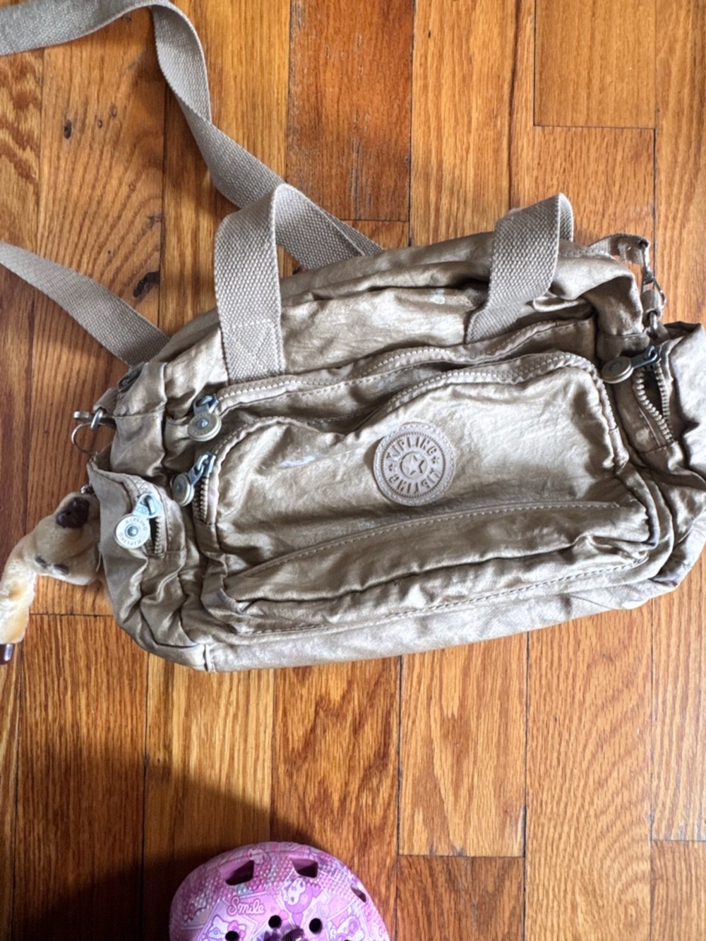 Kipling Taupe Nylon Crossbody Tote